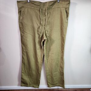 Universal Thread High Rise Wide Leg Canvas Pants Size 18L KHAKI GREEN COTTON euc